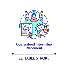 Guaranteed internship placement concept icon. Internship program benefit abstract idea thin line illustration. Desired career field, location. Vector isolated outline color drawing. Editable stroke