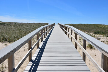 Fototapeta na wymiar Long Walk Way Over Beach Dunes on the Cape