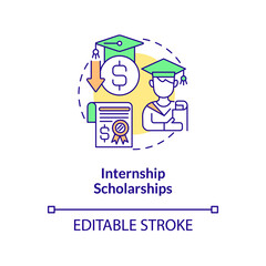 Internship scholarships concept icon. Internship programs financing abstract idea thin line illustration. Financial support from organizations. Vector isolated outline color drawing. Editable stroke