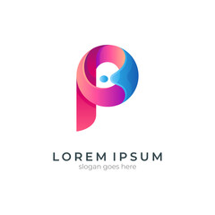 Letter P with wave logo concept - vector of initial name business icon - gradient letter symbol template