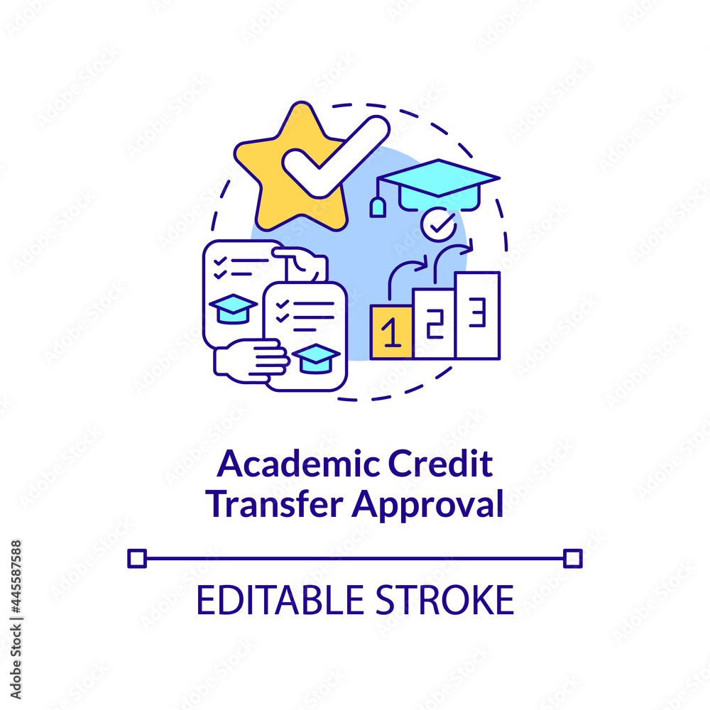 Wall mural academic credit transfer approval concept icon. international intern requirement abstract idea thin 