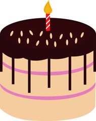 Vector illustration of chocolate birthday cake with fillings.