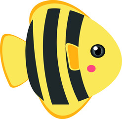 Yellowfish with black stripes and white background.