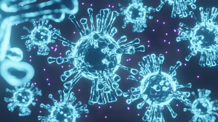 3D rendering microscopic virus covid 19 wallpaper background