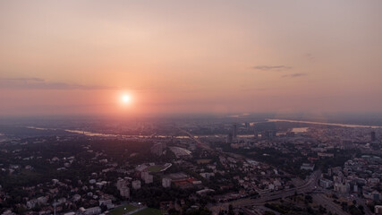 Fototapeta na wymiar Drone view of Belgrade, capital of Serbia.