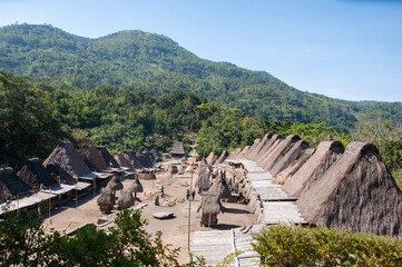 Houses of a megalithic village  in fFlores Indonesia