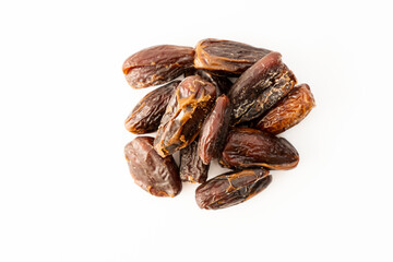 Fresh dates on a white surface. Aerial view, Concept natural food