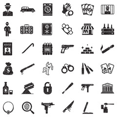 Mafia Icons. Black Scribble Design. Vector Illustration.