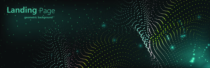 Abstract Music background. Big Data Particle Flow Visualisation. Science infographic futuristic illustration. Sound wave. Sound visualization