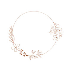 Fototapeta na wymiar Decorative circle frame with floral design elements. Vector isolated illustration.