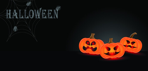 Halloween background , pumpkins  illustration on a grey background.