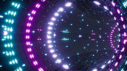 Abstract Neon Glittering Particles Light Tunnel