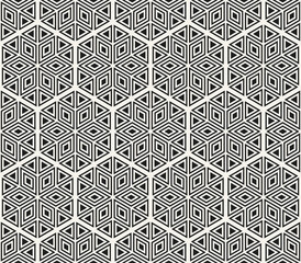 Vector seamless abstract pattern. Modern stylish striped lattice texture. Repeating geometric tiles with hexagonal elements.