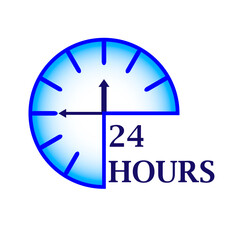 24 hours service blue icon