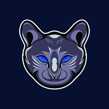 Spooky cat head vector illustration mascot