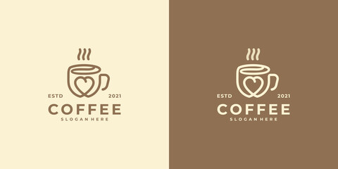 coffee lover logo with line art style