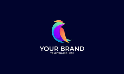 creative gradient bird colorful logo