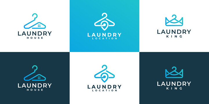 set of Clean Laundry logo design concept with creative combination