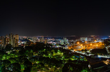 Fototapeta na wymiar Night city skyline. Panoramic aerial shot of Sao Jose dos Campos city skyline - Sao Paulo, Brazil - at night. Night cityscape.