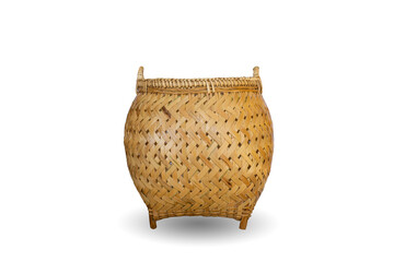 brown wooden basket on white