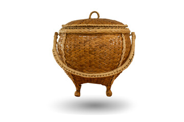 brown wooden basket on white