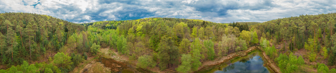 Fototapeta na wymiar 360° above the Ungeheuersee in the palatinate forest