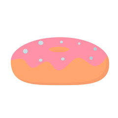 Donut pink with powder. Icon. For decoration of postcards, prints, design.Vector.