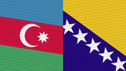 Bosnia and Herzegovina and Afghanistan Two Half Flags Together Fabric Texture Illustration