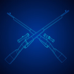 Sniper bolt-action rifle mosin nagant. Wireframe low poly mesh vector illustration.