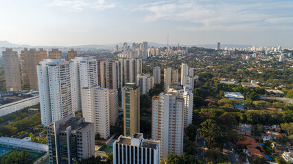Fototapeta na wymiar Aerial view of the prime area of ​​Pinheiros, São Paulo, Brazil. With lots of trees and modern buildings