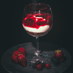 Food Photography - No Bake Red Fruits Cheesecake Dessert 