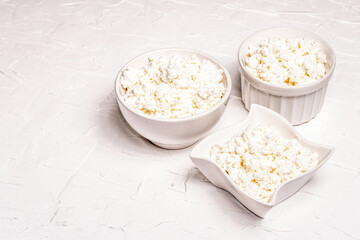 Cottage cheese in a ceramic bowl