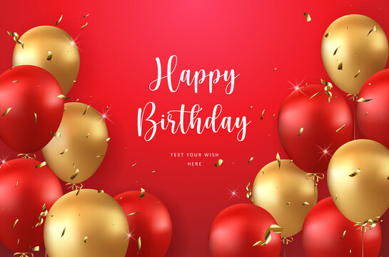 Red Ballons Beautiful With Happy Birthday Or Anniversary Ballon Vector Hd,  Red Ballons, Ballons, Happy Birthday PNG and Vector with Transparent  Background for Free Download