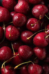 Juicy fresh ripe cherries close up