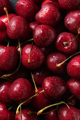 Juicy fresh ripe cherries close up