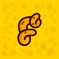 Letter F logo made of pretzel.