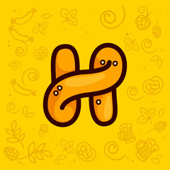 Letter H logo made of pretzel.