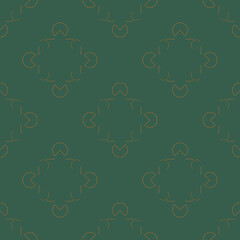 Abstract gold patterns on dark green background, Abstract vector wallpaper, Seamless pattern background.