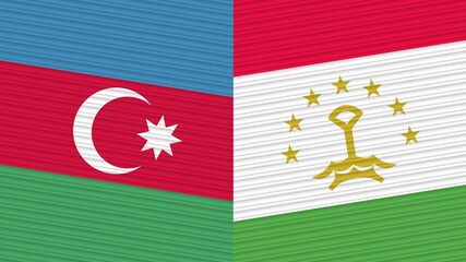 Tajikistan and Afghanistan Two Half Flags Together Fabric Texture Illustration