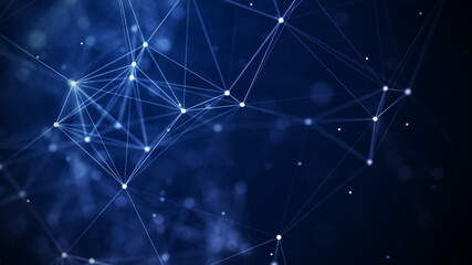 Network structure triangles background with dots and lines. Futuristic polygonal background. Artificial intelligence. Big data technology .3d rendering.