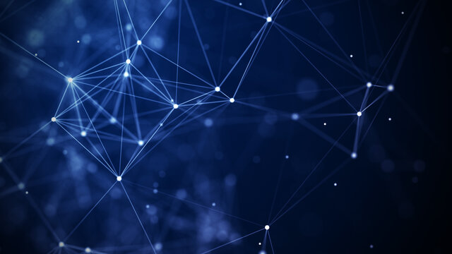 Network structure triangles background with dots and lines. Futuristic polygonal background. Artificial intelligence. Big data technology .3d rendering.