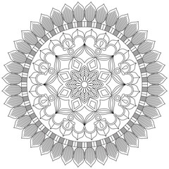 Leaf Flower Petal Coloring Mandala Art Simple Graphic Shape Vector Floral Oriental Outline Vintage Decorative Elements Pattern Illustration Islam Arabic Indian Turkish Mystic Religion Morals Lotus