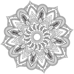 Leaf Flower Petal Coloring Mandala Art Simple Graphic Shape Vector Floral Oriental Outline Vintage Decorative Elements Pattern Illustration Islam Arabic Indian Turkish Mystic Religion Morals Lotus