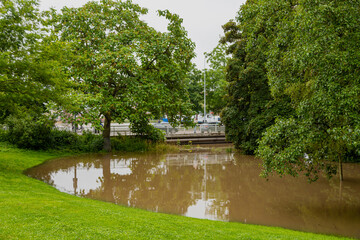 Maastricht, Netherlands 07-15-2021 floods in downtown Maastricht and the historical centre after...