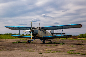 Abandoned planes old an-2 in the open air.