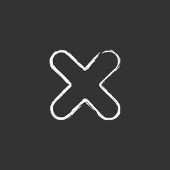 Cross mark vector chalk icon