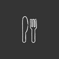 Knife and fork vector chalk icon