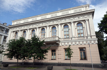 Fototapeta na wymiar Facade of an old building in Kiev