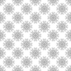 seamless pattern of fabulous flowers, suns. futuristic monochrome ornament. black-and-white contour drawing by hand. print, template, coloring.