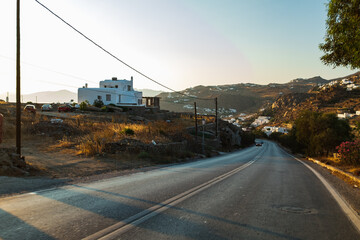 On the road, visiting Mykonos Island on a scooter in Greece